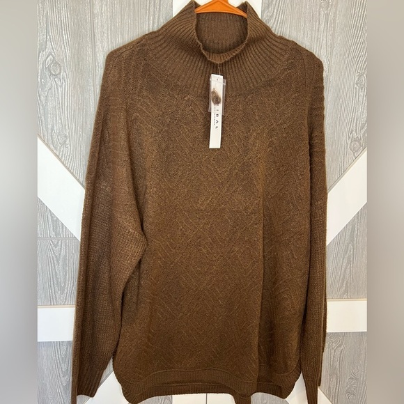 B12.05 NWT Tribal Mock Neck Jacquard Sweater (Plus Size) 1X • MSRP $98 - Picture 1 of 11
